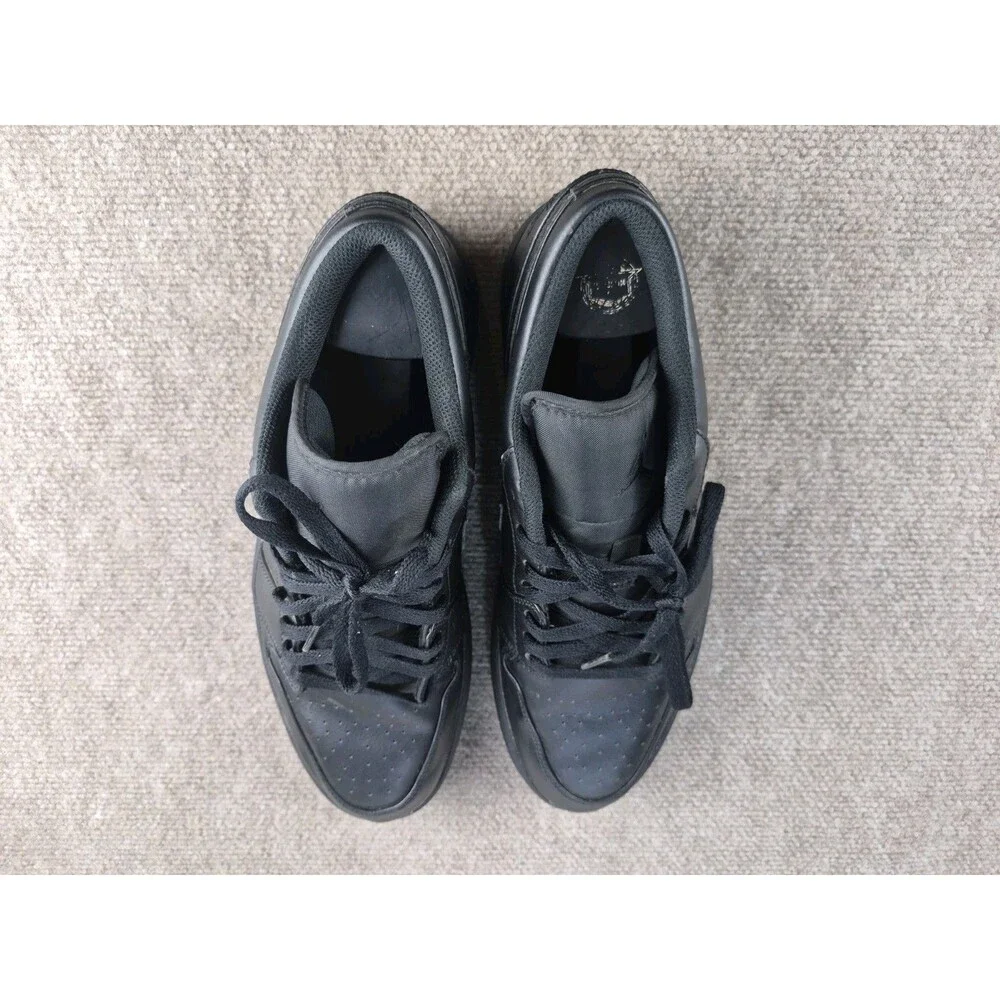 Nike Air Jordan 1 Low Sneakers Men Sz 12 Triple Black Leather Shoes 553558-093
